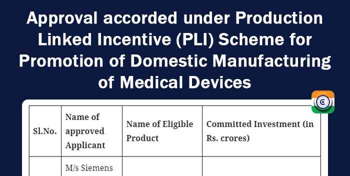 PLI Scheme for Promotion of Domestic Manufacturing of Medical Devices